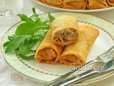 Блины с курицей и грибами (с жюльеном). Пошаговый фоторецепт.