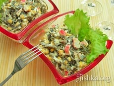 Салат из морской капусты с крабовыми палочками. Пошаговый фоторецепт.