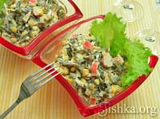 Салат из морской капусты с крабовыми палочками. Пошаговый фоторецепт.