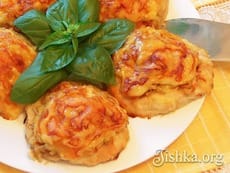 "Стожки" с куриным фаршем. Пошаговый фоторецепт.
