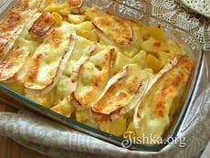 Картофельная запеканка с сыром и ветчиной. Пошаговый фоторецепт.