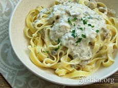 Грибной соус с плавлеными сырками. Пошаговый фоторецепт.