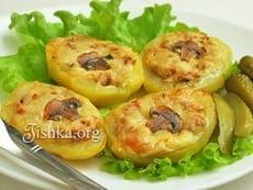 Картофельные лодочки с грибами и сыром. Пошаговый фоторецепт.