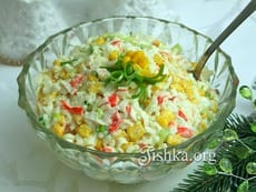 Салат с крабовыми палочками и рисом. Пошаговый фоторецепт.