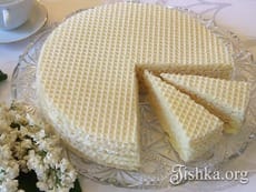 Вафельный торт со сгущенкой. Пошаговый фоторецепт.